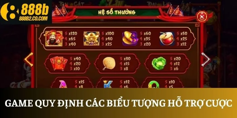 Game quy định các biểu tượng hỗ trợ cược